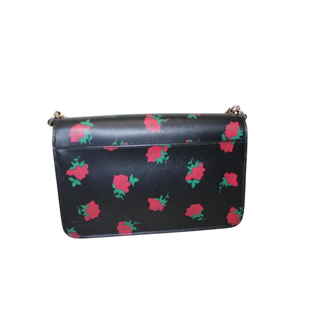 Kate Spade Madison Rose Floral Crossbody Bag Small Gold Chain Saffiano Leather